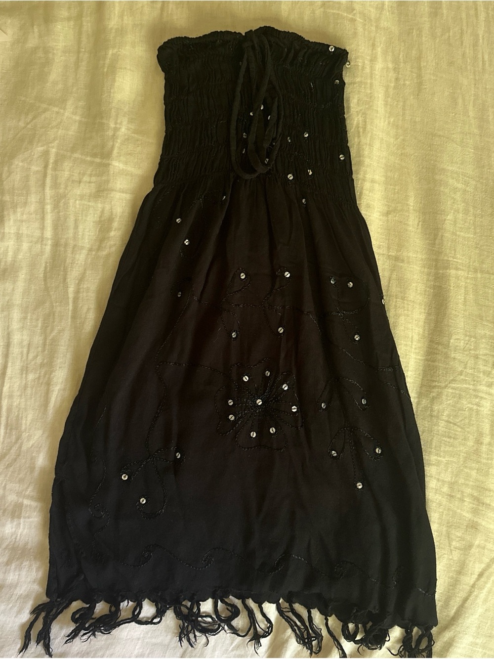 Y2K Strapless Black Sequin Summer Dress